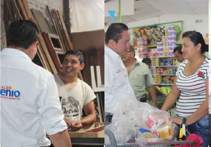 Arcenio Sandoval recorriendo el comercio /