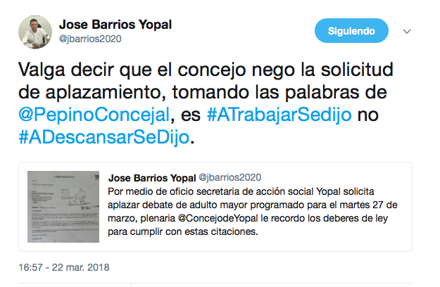 Concejo negó solicitud de aplazamiento del debate