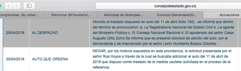 Respuesta del Consejo de Estado.