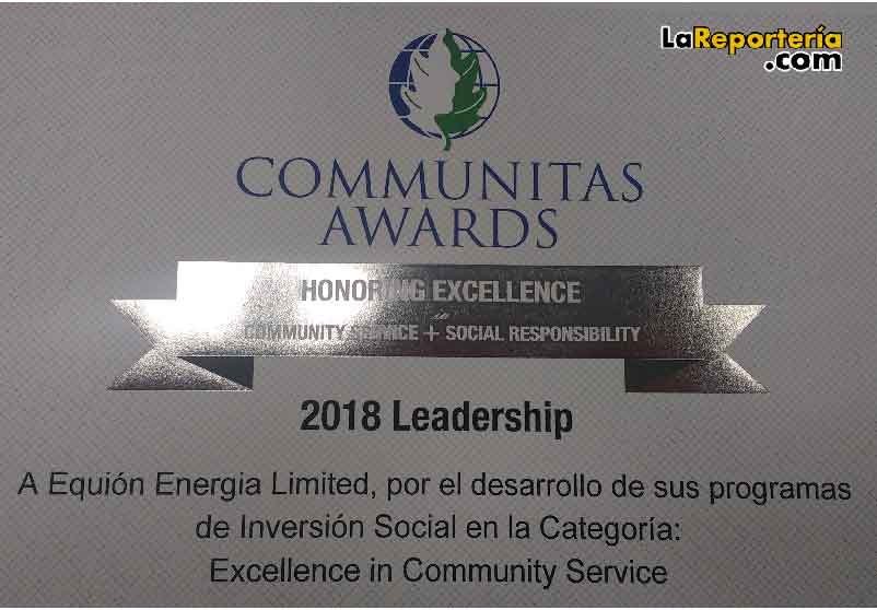 Premio entregado a Equión.