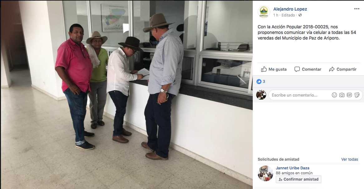 Así publicó el concejal Luis Alejandro el inicio de esta gran batalla.