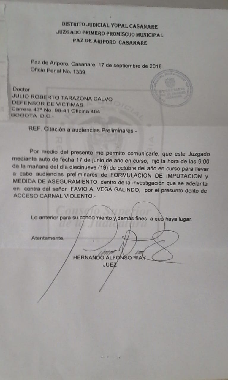 Citación del Juzgado.