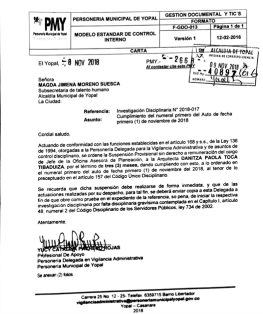 Sanción de la Procuradora Delegada.