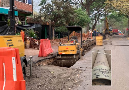 Tubos ubicados en la línea de conducción de Planta de Tratamiento de Agua Potable.