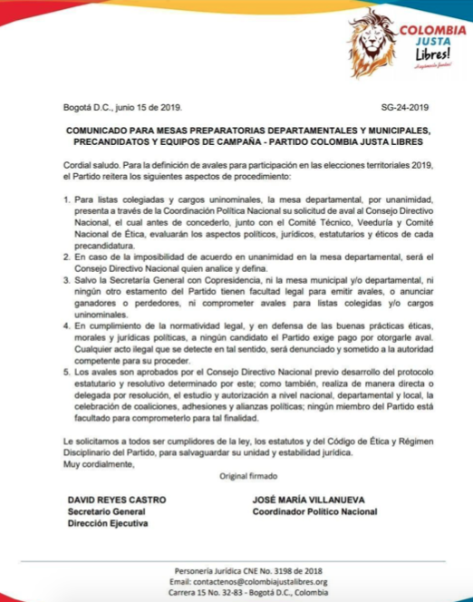 Comunicado Directiva Nacional.