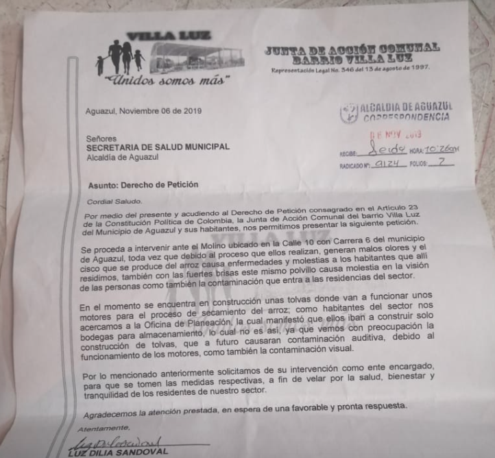 Carta a la secretaría de Salud.