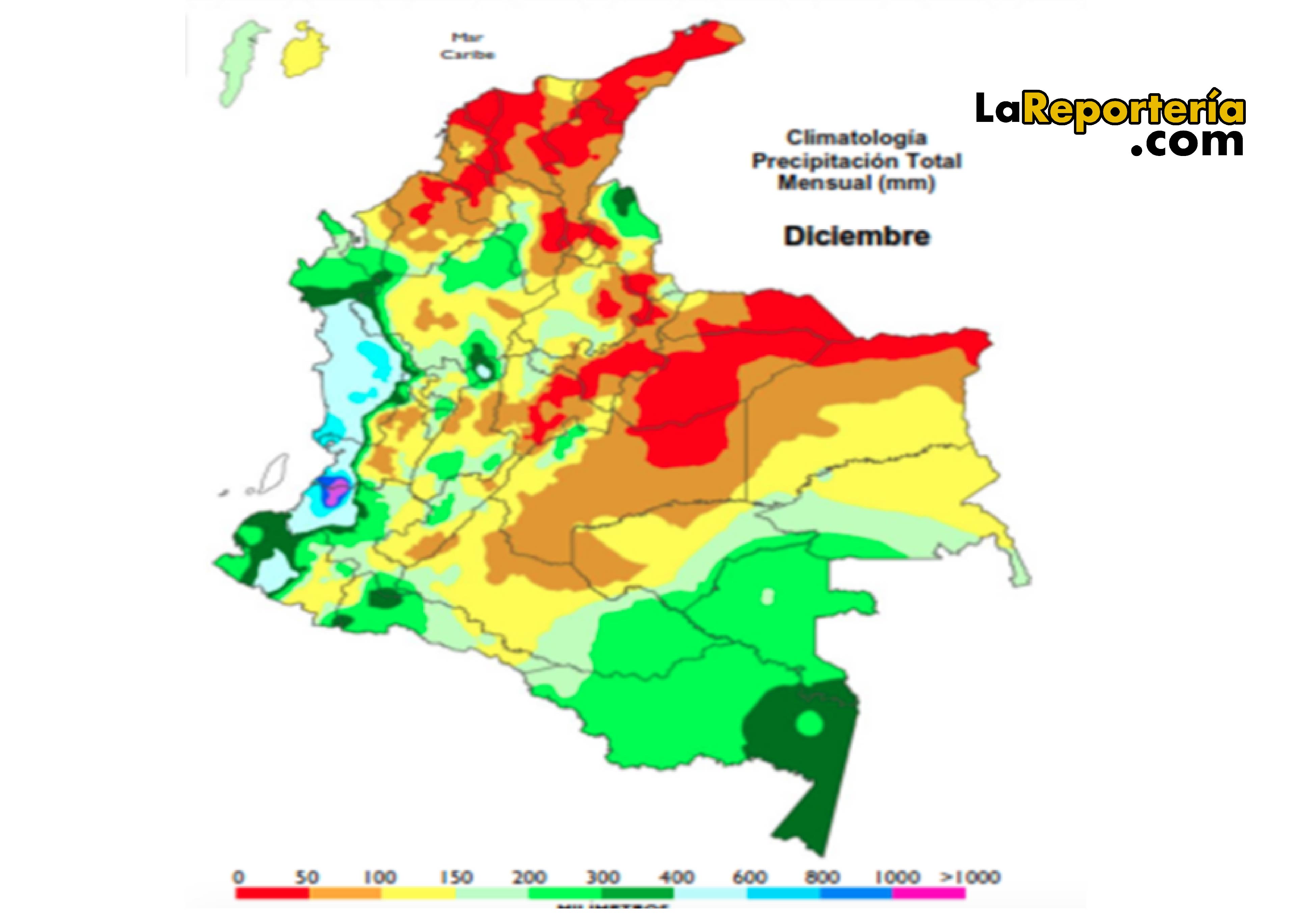 Mapa del clima en Clombia.